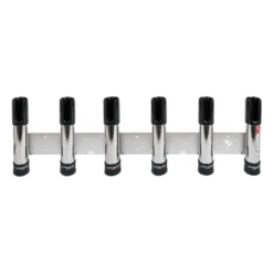 6 Rods Stainless Steel Open Rod Holder With Black Rubber